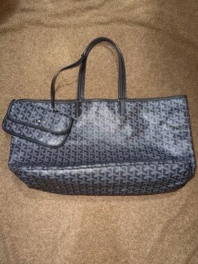 Work Tote w/Pouch Grey & White